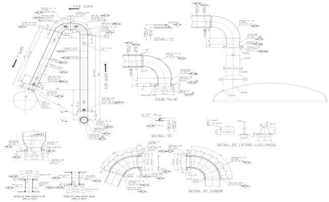 Double Pipe Heat Exchanger Section DWG with Jacketed Parts