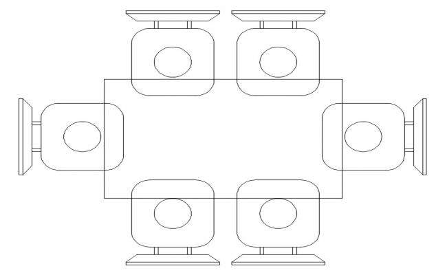 Dining Table CAD Block Design in 2D DWG File Format