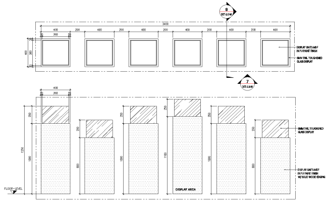 Display Units Blow Up Plan for Reception Counter DWG File