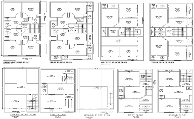 Download Ground And First Floor Layout Details AutoCAD Blocks DWG Files