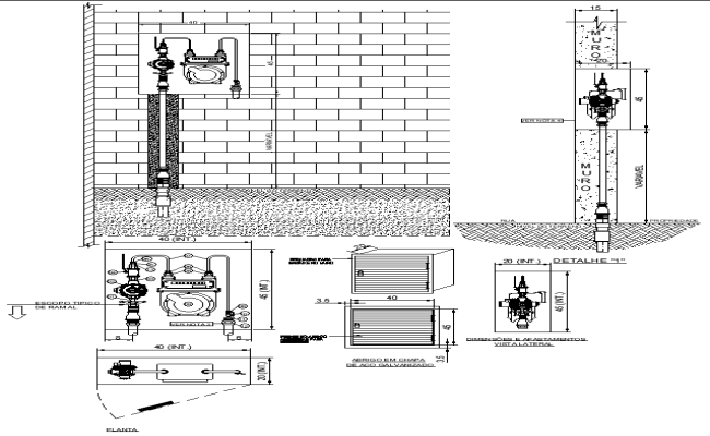 Gas Pipeline Wall Installation Details AutoCAD DWG Download