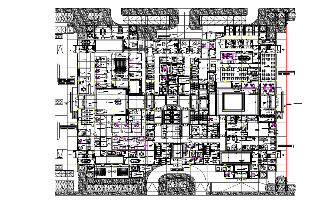 General hospital building plan is given in this 2D Autocad DWG drawing file. Download the Autocad drawing file.