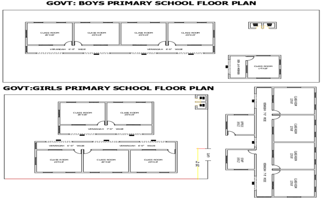Govt Boys and Girls Primary School Layout in AutoCAD File