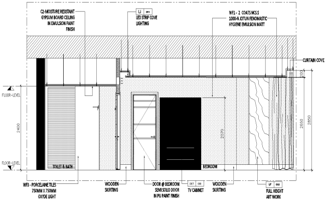 Hotel Room Elevation with Furniture Detail DWG | Cadbull
