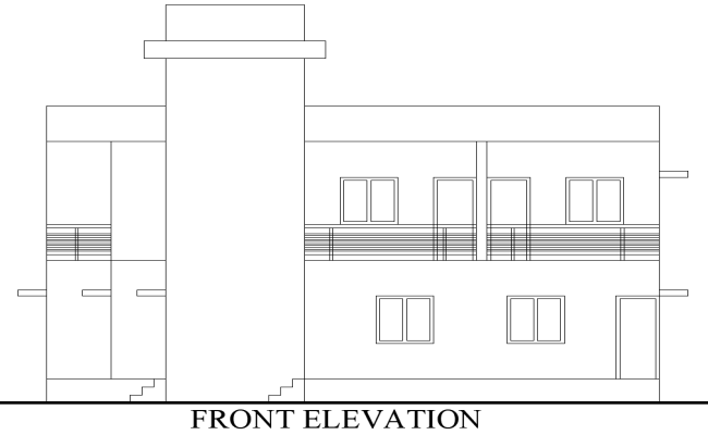 Modern Residential Building Front Elevation Plan DWG plan