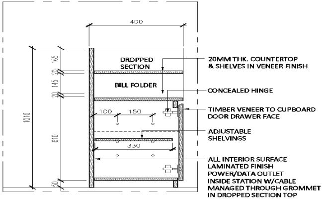 Morden kitchen cabinet section detail DWG AutoCAD drawing