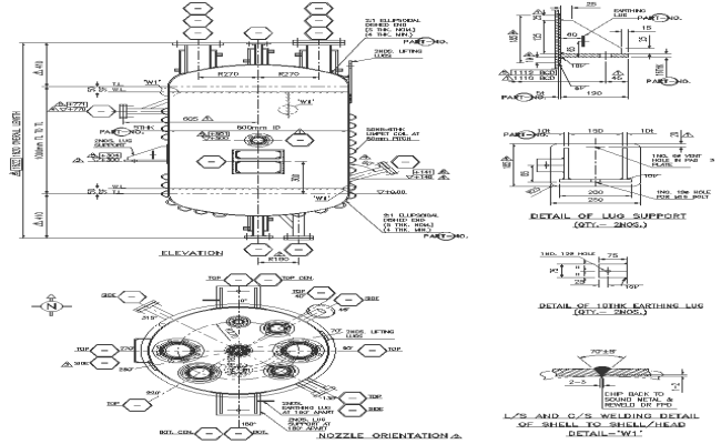 Nozzle orientation design with geyser details dwg autocad drawing .