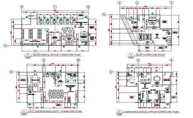 Office Department Furniture Plan DWG File