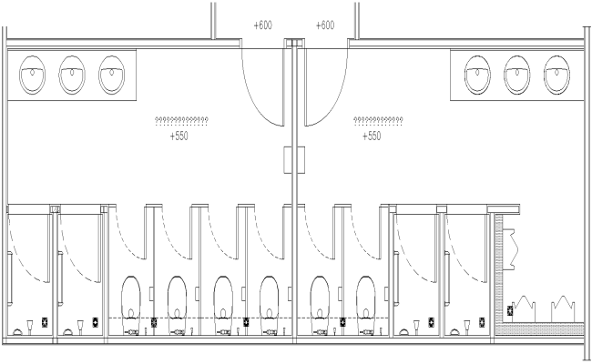 Plan of Public toilet Detail DWG AutoCAD file