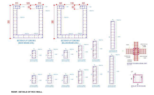 REINF. DETAILS OF RCC WALL