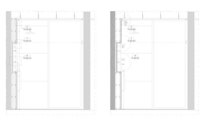 Sectional elevation for shower area with detail of fixed toughened glass installation DWG AutoCAD drawing