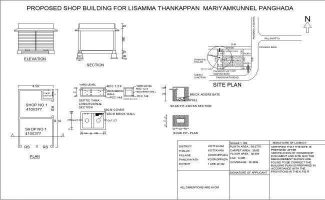 Shop detail plan and sections cad files