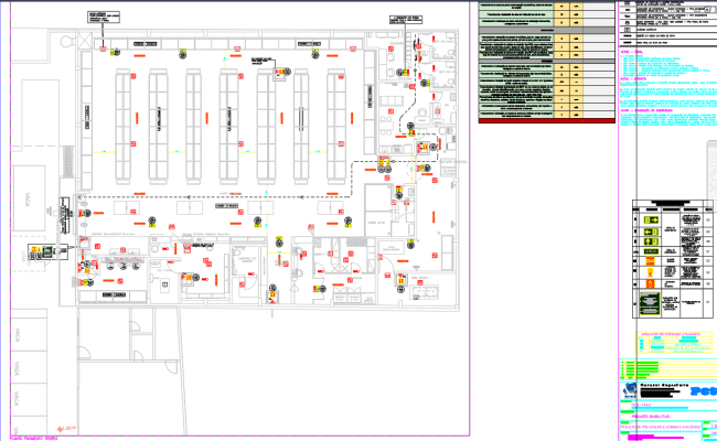 Shopping Mall Fire Alarm & CCTV Wiring Layout in DWG