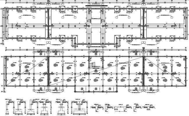 Shopping mall footing column foundation details cad drawing