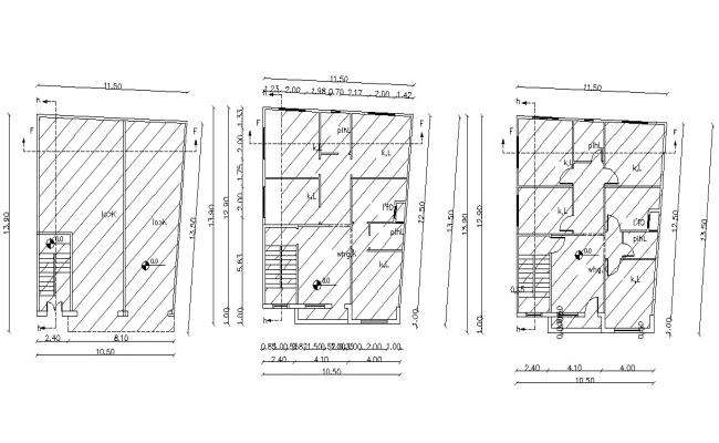 Three Floors Plan Of Residential And Commercial Building Design 