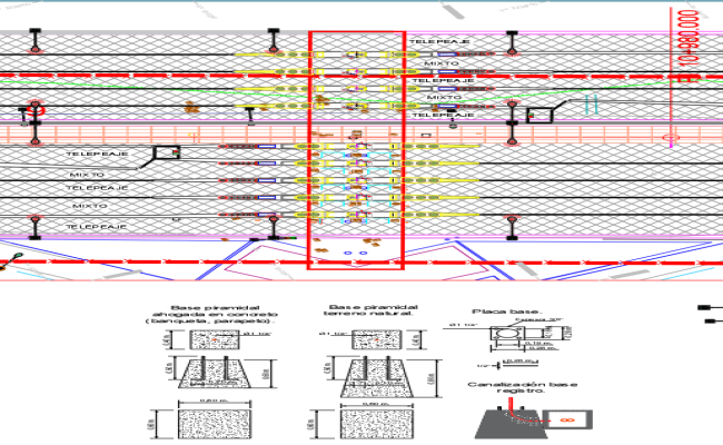 Toll Plaza Architecture Top Floor Plan & Footing Details DWG