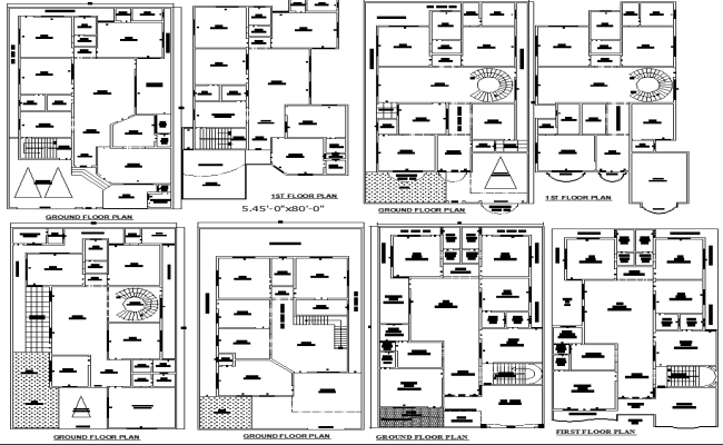 Best 4 Residential Layout Concepts for 45x80 Plot DWG File