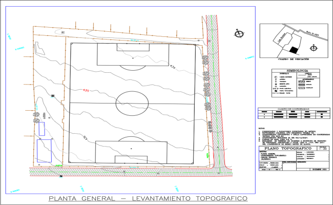 Survey Map with Contours and Topography in CAD Drawing File