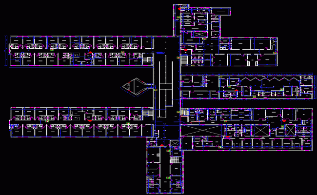 The hospital floor plan is given in this AutoCAD file. Download this cad DWG now.