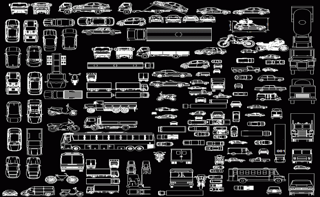 Vehicle plans and elevation is given in this autocad file. Download this cad DWG file.