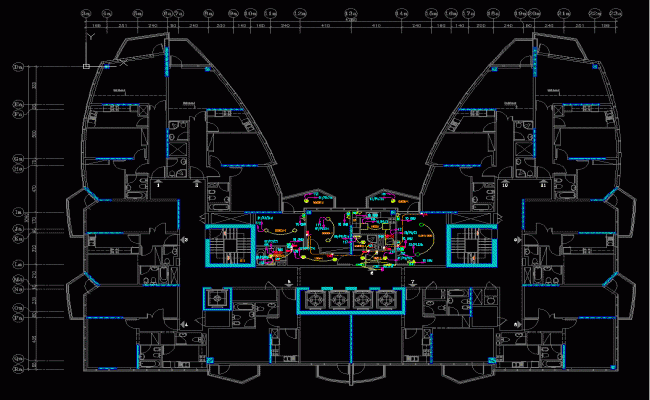 residential apartment building floor plan is given in this cad file. download this cad file now.