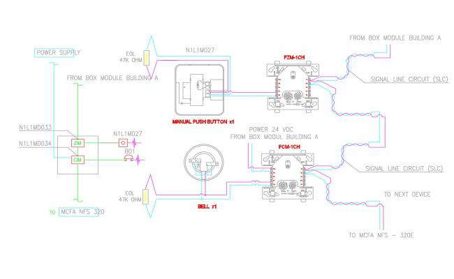 Wiring Diagram Fire Alarm System For Guard House Detail, autocad dwg files