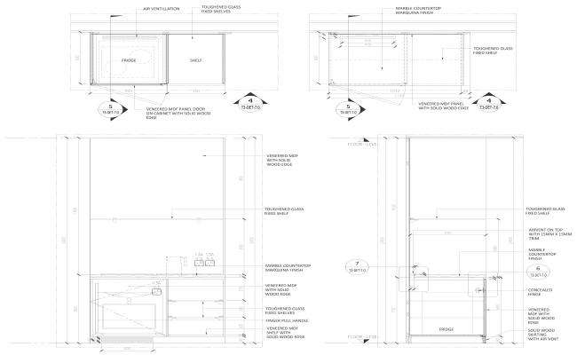 Working drawing for kitchen cabinet detail DWG AutoCAD file