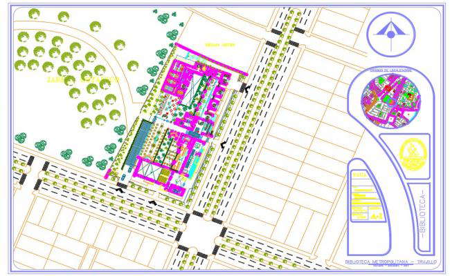 library plan drawing dwg file
