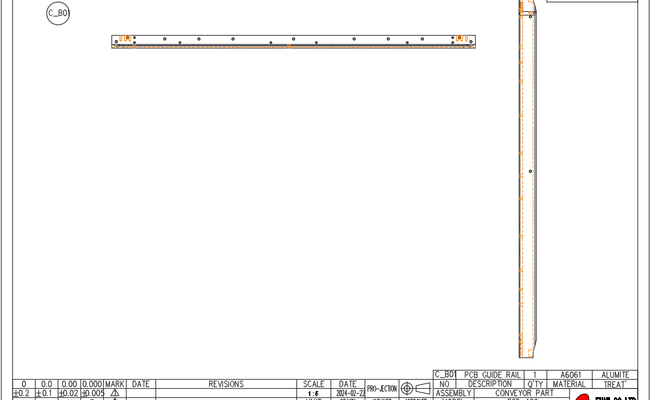 PCB Guide Rail Drawing-Conveyor Part CAD File