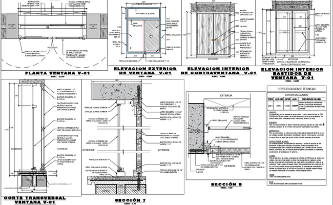 Aluminum Window Design with Frame and Section Details