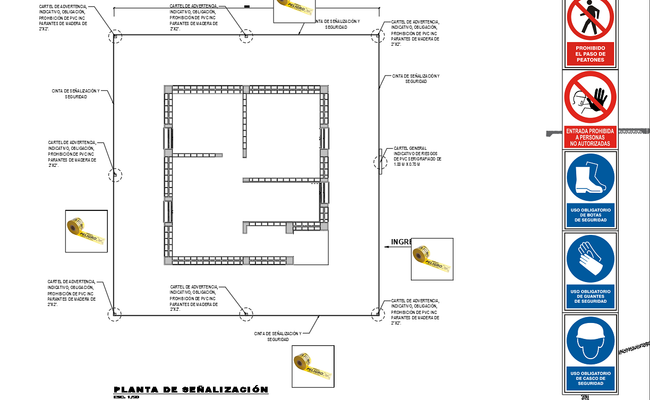 Construction Safety Signage Plan with Warning Layout