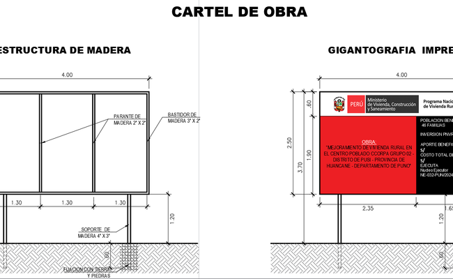 Construction Project Billboard Design CAD Drawing