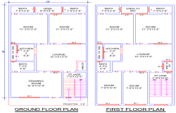 24'x44' House Plan with 6 Bedrooms and 2 Kitchens DWG File