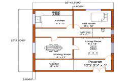 25' X 30'  House Layout Plan CAD Drawing Download Free DWG File