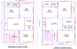 25'x45' House Plan with 4 Bedrooms and 5 Baths DWG File