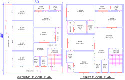 30'x40' House Layout DWG with 6 Bedrooms, Shops & Balconies