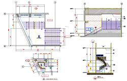 Architectural Stair Section And Plan CAD Drawing