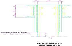 A section view CC of the gate is given in this AutoCAD file