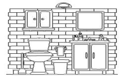 Bathroom elevation design with utensils DWG AutoCAD drawing