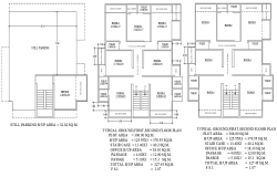 Ground + 2 Floor Plan DWG Drawing with Parking & Room Layout