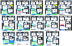 Multiple House Floor Plan Designs in AutoCAD DWG format