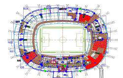 football stadium architectural cad plan detail include construction all details.