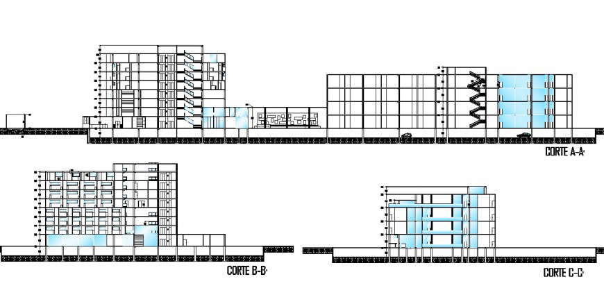   Hotel different sectional view in auto cad