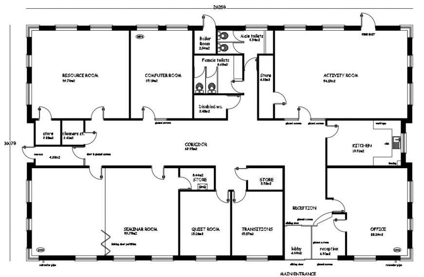  2d cad drawing of Barin injury center autocad software