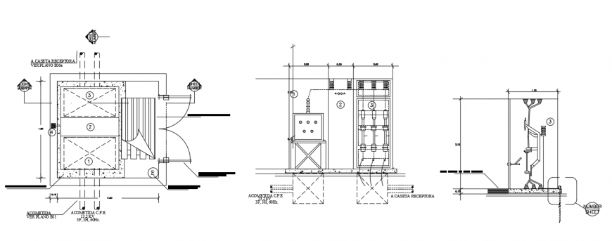  2d cad drawing of Receptacle box auto cad software