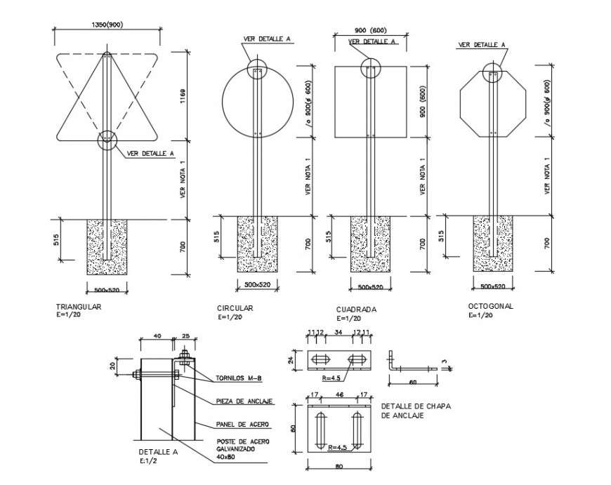  2d cad drawing of Road signs autocad software