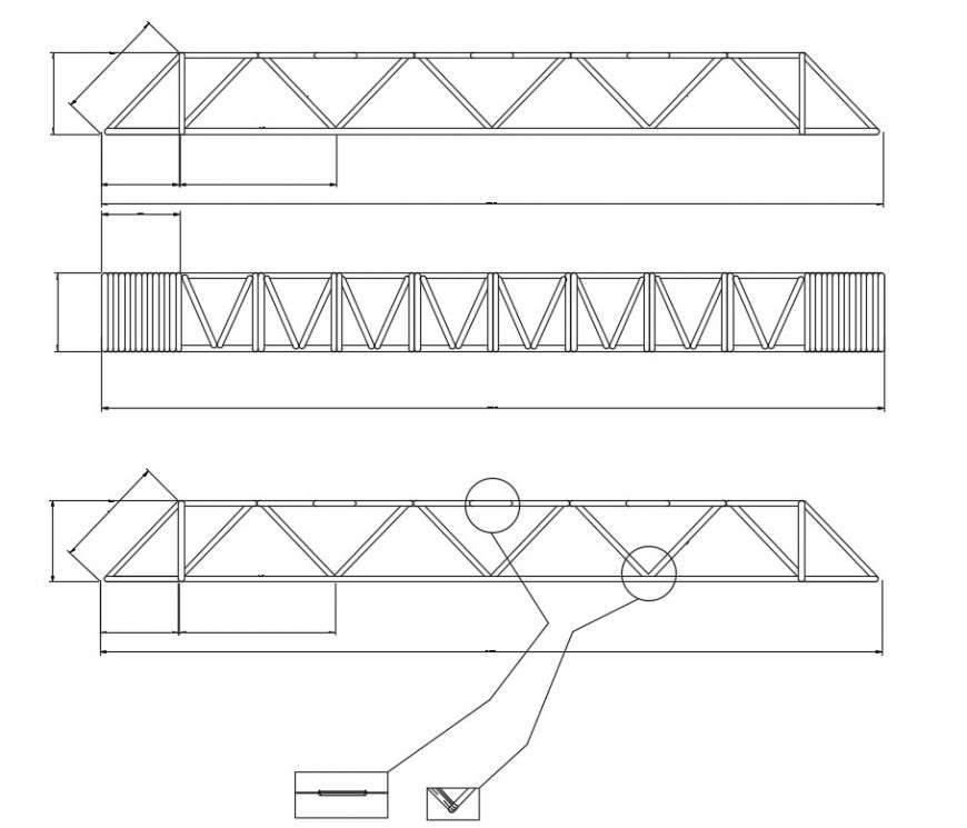  2d cad drawing of Struts of roof autocad software