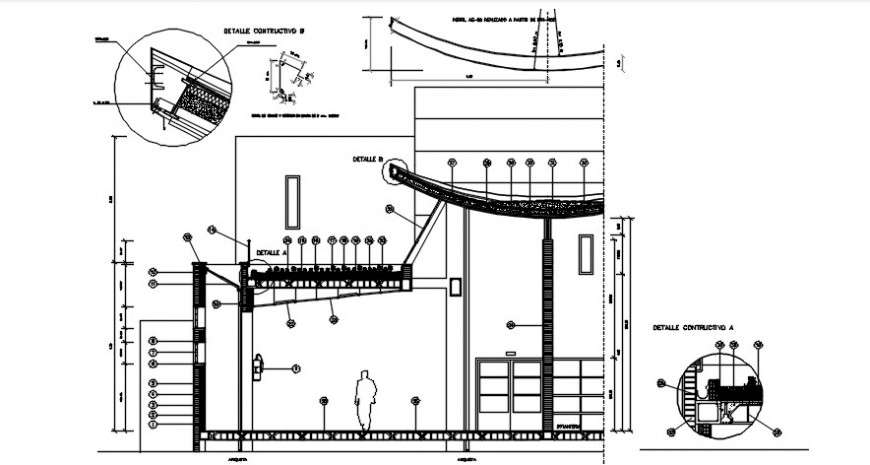  2d cad drawing of Transvaal section roof with garden auto cad software