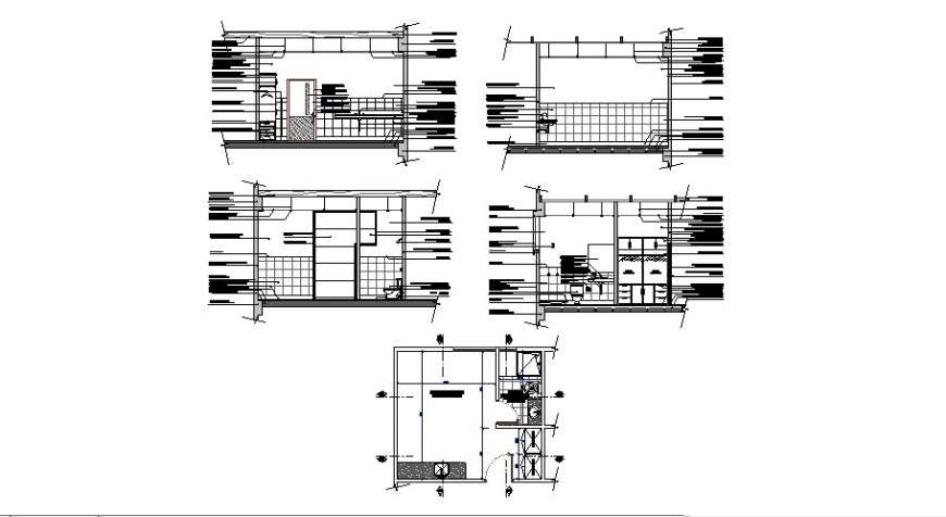  Construction detail of plan and elevation of patient room in auto cad