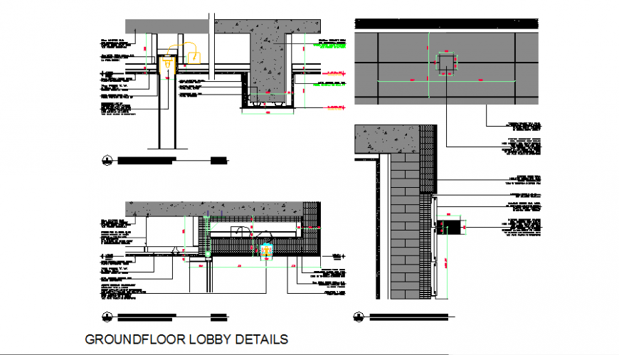  Ground floor lobby detail drawing in dwg file.